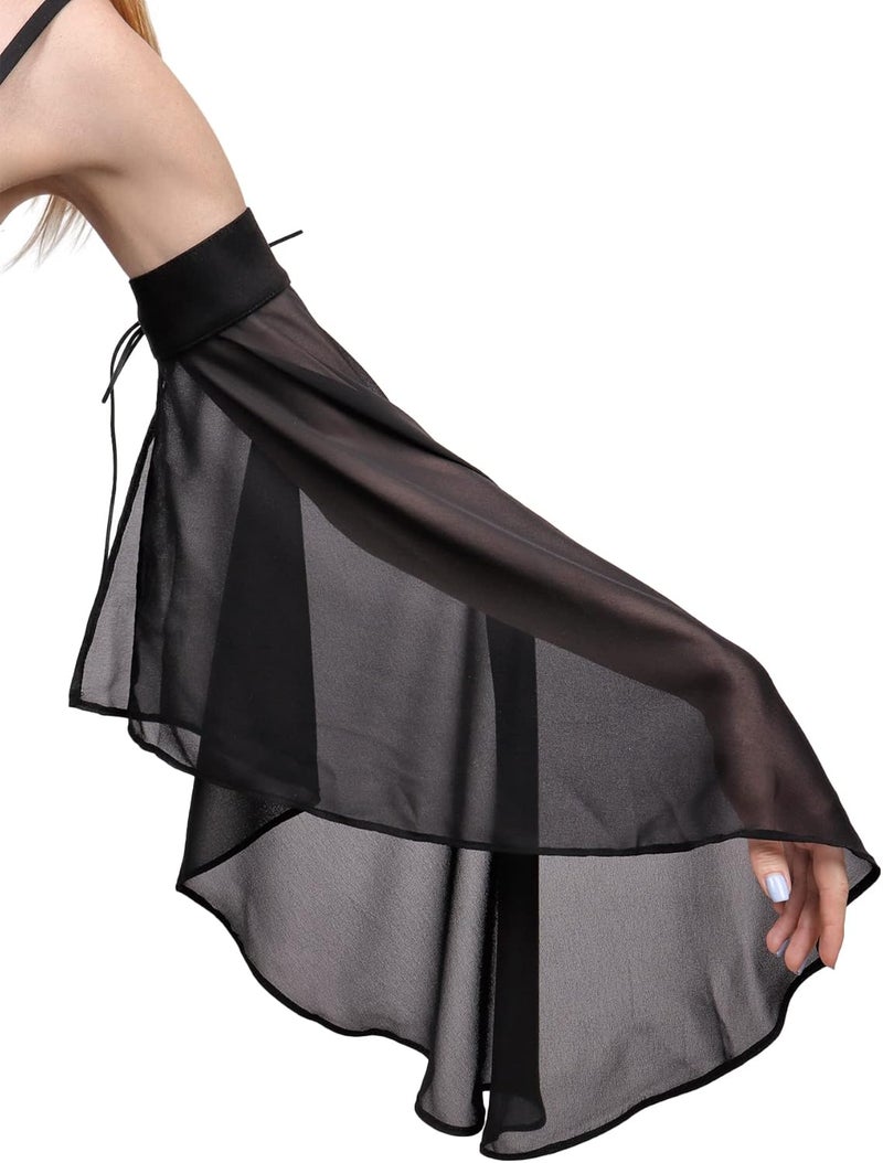 Procos Women's Victorian Long Tulle Gloves Gothic Black Lace Chiffon Detachable Sleeves Vampire Witch Cosplay Costume - Image 1